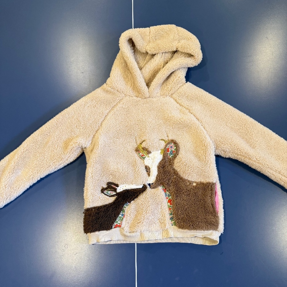 Size 7-8 Mini Boden Applique Faux Fur Hoodie